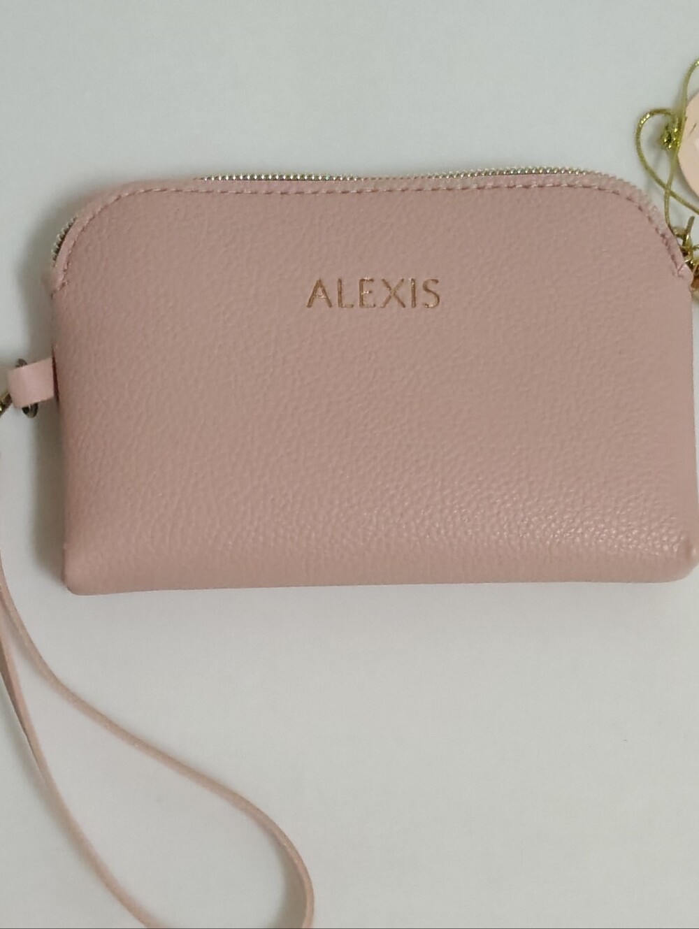 NWT Alexis Blush Pink Pebbled Wristlet w Gold Logo, Zipper Top, Tassel by Chosen